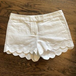 NWT White Linen Shorts - Scallop Hem